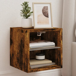 Walplus Tv Wall Cabinets With Led Lights 2 Pcs Smoked Oak 30X28.5X30 Cm - thumbnail 1