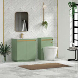 Royal Bathrooms Orion 800mm Mint Sage 2 Door Floor Standing Vanity Unit With Carrara White Basin & Brushed Brass Accent Trim - thumbnail 3