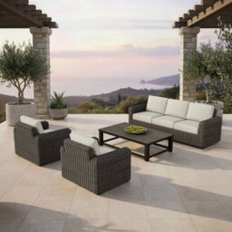 Foremost Salina 4 Piece Wicker Patio Seating Set 5 Seater Sofa Chairs Table Sunbrella Cushions Outdoor Furniture Cover - thumbnail 5