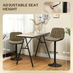 Homcom Bar Stools Set Of 2, Modern Armless Bar Chairs, Brown - thumbnail 5