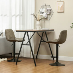 Homcom Bar Stools Set Of 2, Modern Armless Bar Chairs, Brown - thumbnail 1