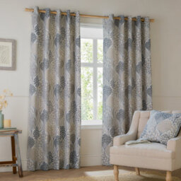 Wylder Ophelia Floral Jacquard Room Darkening Eyelet Curtain Pair Wedgewood (W)229Cmx (D)183Cm - thumbnail 1