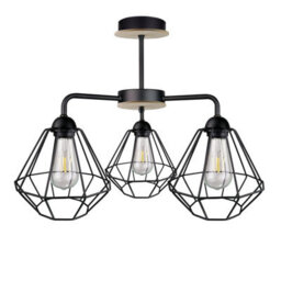Luminosa Lighting Luminosa Foskal Semi Flush Light Black, Wood, 44Cm, 3X E27