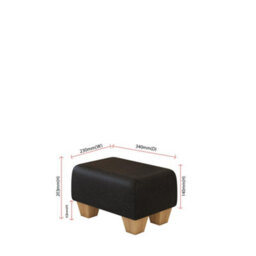 Black Natural Wood Chunky Legs Faux Leather Small Footstool  Handmade Uk By Footstools Direct - thumbnail 2
