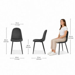 Bravich Ron Velvet Dining Chair - Grey, Set Of 2 - thumbnail 2
