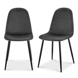 Bravich Ron Velvet Dining Chair - Grey, Set Of 2 - thumbnail 1