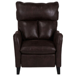 Beliani Recliner Chair Royston With Footrest Faux Leather Dark Brown - thumbnail 4