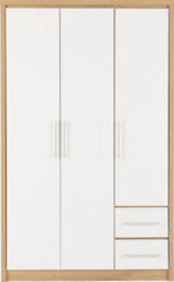 Seconique Seville 3 Door 2 Drawer Wardrobe In Oak And White - thumbnail 2