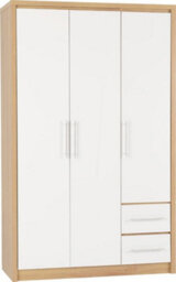 Seconique Seville 3 Door 2 Drawer Wardrobe In Oak And White