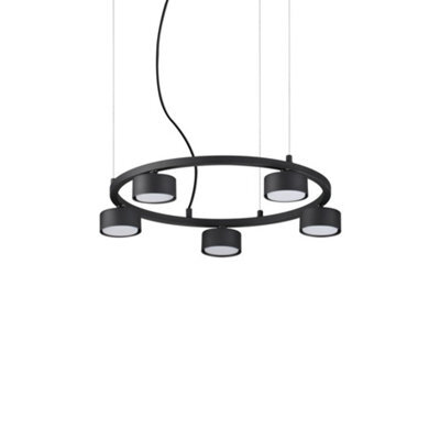 Ideal Lux Minor Indoor 5 Lights Circular Ceiling Pendant Lamp Black