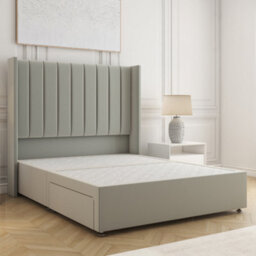 Bsspoke Hannah Divan Bed Set Silver Plush Velvet With 54Inch Headboard & No Drawers No Mattress In Single Double King 4Ft 6Ft