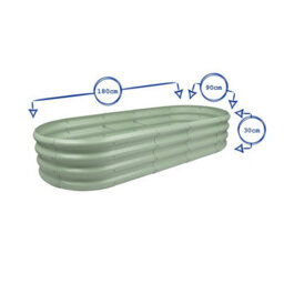 Harbour Housewares Raised Garden Beds - 2X Ivory Rounded Bottomless Metal Raised Galvanised Steel Planter Box 180 X 90Cm - thumbnail 3