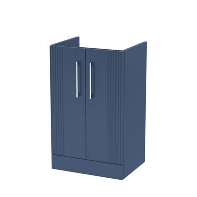 Hudson Reed Deco Floor Standing 2-Door Vanity Unit, Compact Floor Standing Vanity Unit With Bar Handle Design In Satin Blue - image 1