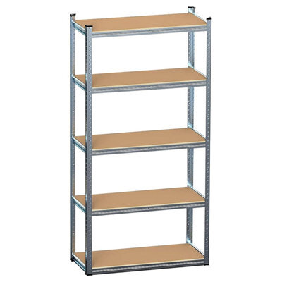 Pluto Packaging 1 X 5 Tier Heavy Duty Garage Shelving Unit With Metal Boltless Storage Rack & Adjustable Shelves - image 1