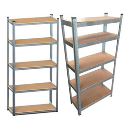 Pluto Packaging 1 X 5 Tier Heavy Duty Garage Shelving Unit With Metal Boltless Storage Rack & Adjustable Shelves - thumbnail 2