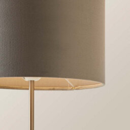 Valuelights Charles Brushed Chrome Table Lamp With Grey Velvet Shade And Bulb - thumbnail 3