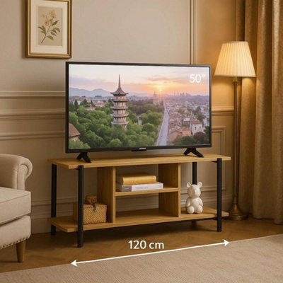 Celino 120Cm Tv Stand Cabinet With Storage Shelf Tv Console Living Room Bedroom 120X35X45 Cm - image 1