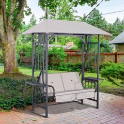 Outsunny Outdoor Garden 2 Seater Canopy Swing Seat Porch Loveseat Hammock Chair - thumbnail 1