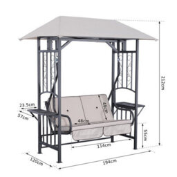 Outsunny Outdoor Garden 2 Seater Canopy Swing Seat Porch Loveseat Hammock Chair - thumbnail 3