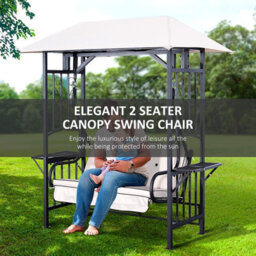 Outsunny Outdoor Garden 2 Seater Canopy Swing Seat Porch Loveseat Hammock Chair - thumbnail 7