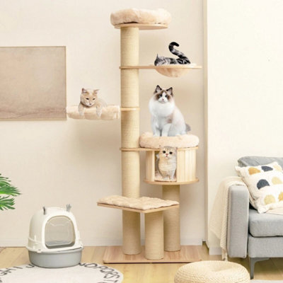 Multi Level Wooden Cat Tower Activity Center - image 1