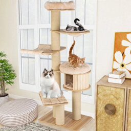 Multi Level Wooden Cat Tower Activity Center - thumbnail 4