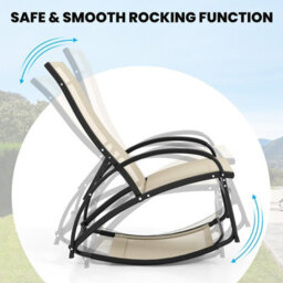 Costway 2-In-1 Outdoor Rocking Chair Convertible Lounge Chair Patio Rocker-Beige - thumbnail 5