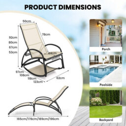 Costway 2-In-1 Outdoor Rocking Chair Convertible Lounge Chair Patio Rocker-Beige - thumbnail 2