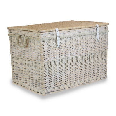 Red Hamper Eh067 Wicker Large White Wash Finish Storage Basket - image 1