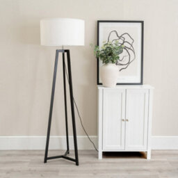 Valuelights Lottie Black Wood Tripod Floor Lamp With White Drum Shade - thumbnail 3