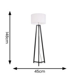 Valuelights Lottie Black Wood Tripod Floor Lamp With White Drum Shade - thumbnail 4