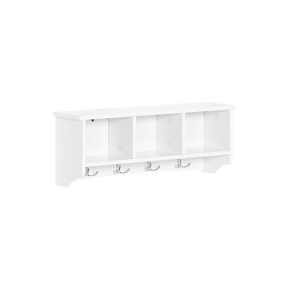 Sobuy Frg48-W, Wall Coat Rack Wall Display Storage Unit With 3 Components 4 Hooks,white,w61Xd15Xh23 - image 1