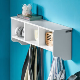 Sobuy Frg48-W, Wall Coat Rack Wall Display Storage Unit With 3 Components 4 Hooks,white,w61Xd15Xh23 - thumbnail 8