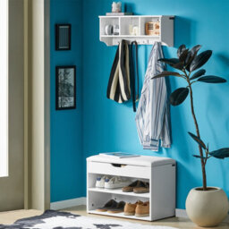 Sobuy Frg48-W, Wall Coat Rack Wall Display Storage Unit With 3 Components 4 Hooks,white,w61Xd15Xh23 - thumbnail 7