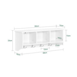 Sobuy Frg48-W, Wall Coat Rack Wall Display Storage Unit With 3 Components 4 Hooks,white,w61Xd15Xh23 - thumbnail 3