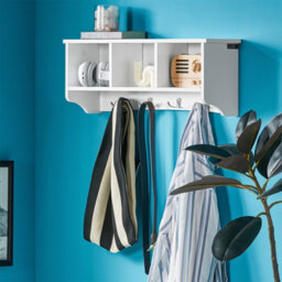 Sobuy Frg48-W, Wall Coat Rack Wall Display Storage Unit With 3 Components 4 Hooks,white,w61Xd15Xh23 - thumbnail 2