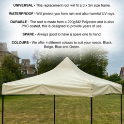 Woodside Replacement Gazebo Roof For 3Mx3M Frame, Heavy Duty, Waterproof, Beige - thumbnail 4