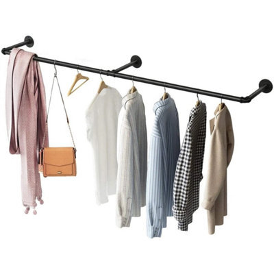 6Ft Heavy Duty Clothes Rail Pipe Garment Rack Wall Mounted Hanging Clothes Pole - image 1