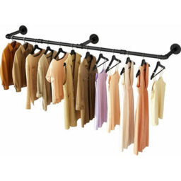 6Ft Heavy Duty Clothes Rail Pipe Garment Rack Wall Mounted Hanging Clothes Pole - thumbnail 4