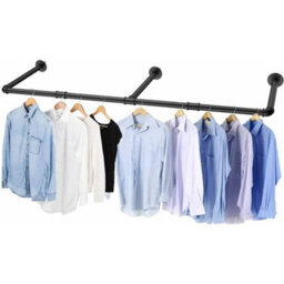 6Ft Heavy Duty Clothes Rail Pipe Garment Rack Wall Mounted Hanging Clothes Pole - thumbnail 5