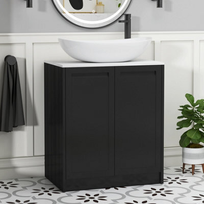 Royal Bathrooms Royal Bathroom Elmore 700mm Matt Nocturne Black Freestanding Countertop Bathroom Vanity Unit 2 Door With Cesar Basin - image 1