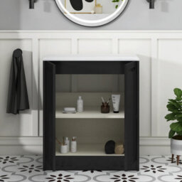 Royal Bathrooms Royal Bathroom Elmore 700mm Matt Nocturne Black Freestanding Countertop Bathroom Vanity Unit 2 Door With Cesar Basin - thumbnail 6