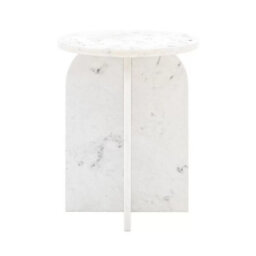 Xample Gallery Amalfi White Marble Side Table - 100% Solid Marble With Soft Curved Edges, Fully Assembled, H50 X W40 X D40Cm - thumbnail 6