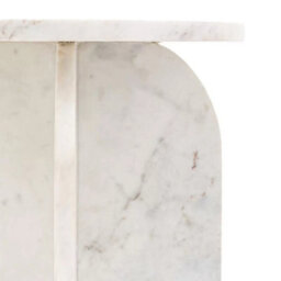 Xample Gallery Amalfi White Marble Side Table - 100% Solid Marble With Soft Curved Edges, Fully Assembled, H50 X W40 X D40Cm - thumbnail 4