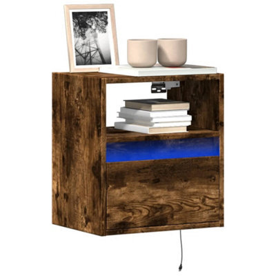 Berkfield Tv Wall Cabinets With Led Lights 2 Pcs Smoked Oak 41X31X45 Cm - image 1