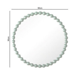 Como - Large Round Beaded Wall Mirror 90Cm Matt Finish - Green - thumbnail 7
