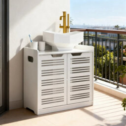 White Double Door Under Sink Cabinet Basin Storage Cupboard Vanity Unit Bathroom - thumbnail 6