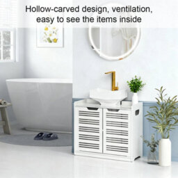 White Double Door Under Sink Cabinet Basin Storage Cupboard Vanity Unit Bathroom - thumbnail 4