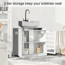 White Double Door Under Sink Cabinet Basin Storage Cupboard Vanity Unit Bathroom - thumbnail 3