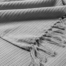 Ehc Waffle Cotton Woven Giant Sofa Throw 4 Seater Sofa/ King Size Bed 254 X 280 Cm, Smoke - thumbnail 2